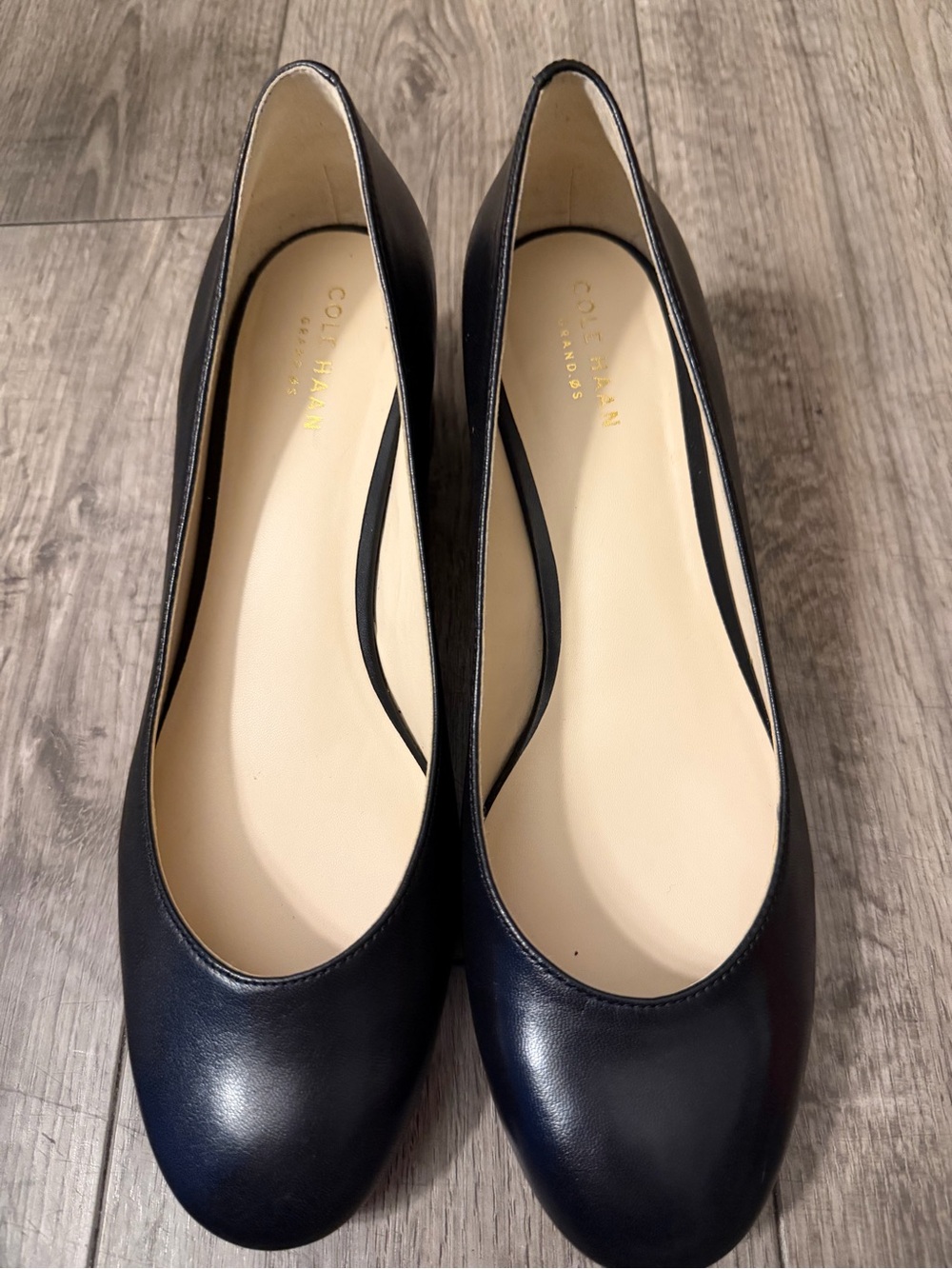 Cole Haan Navy Leather Round-Toe Flats